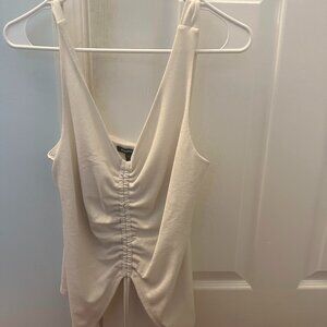 Express V-Neck Ruched Split Hem Tie Tank